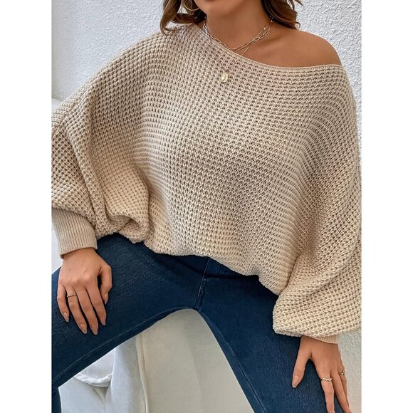 Women's Plus Size Oversized Fall Sweater Crewneck Long Sleeve Casual Pullover - Picture 5 of 5